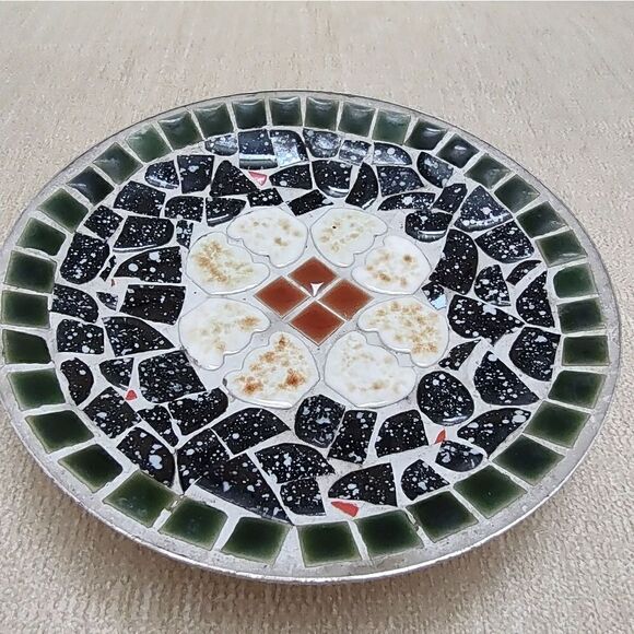 Vintage Mosaic Tile 6" Footed Bowl Handmade by PM Israel - Picture 8 of 8